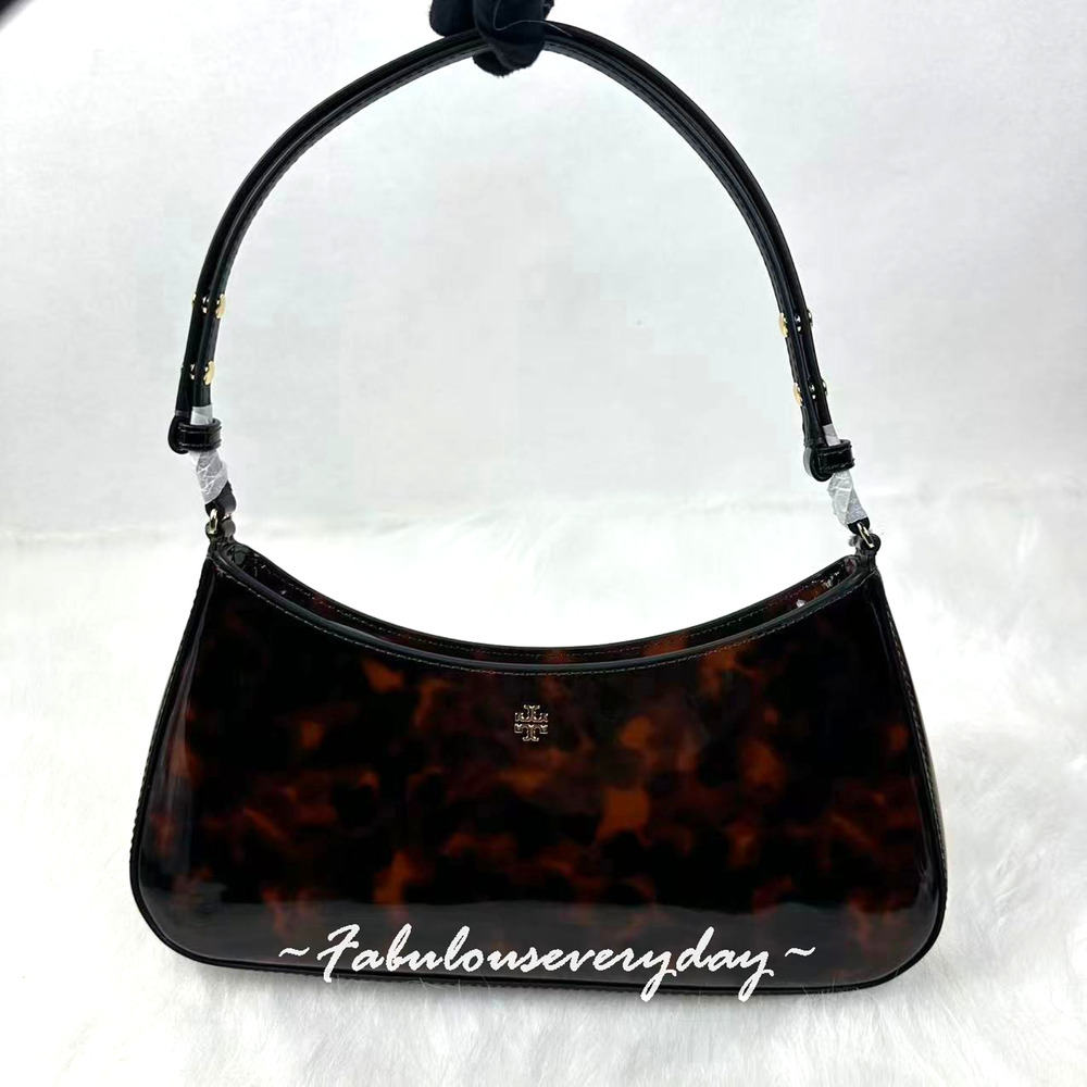 Tory Burch Emerson Tortoise Shoulder Bag In Leather/Gold/Tortoise 165969 NWT